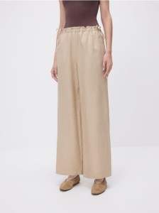 Spodnie z lnem - beżowy