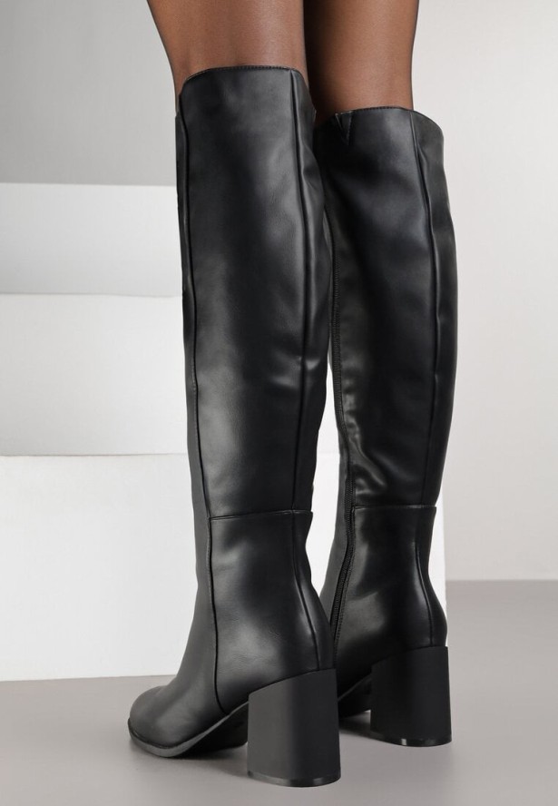 Czarne Kozaki Vices na Słupku z Przeszyciami Codvira