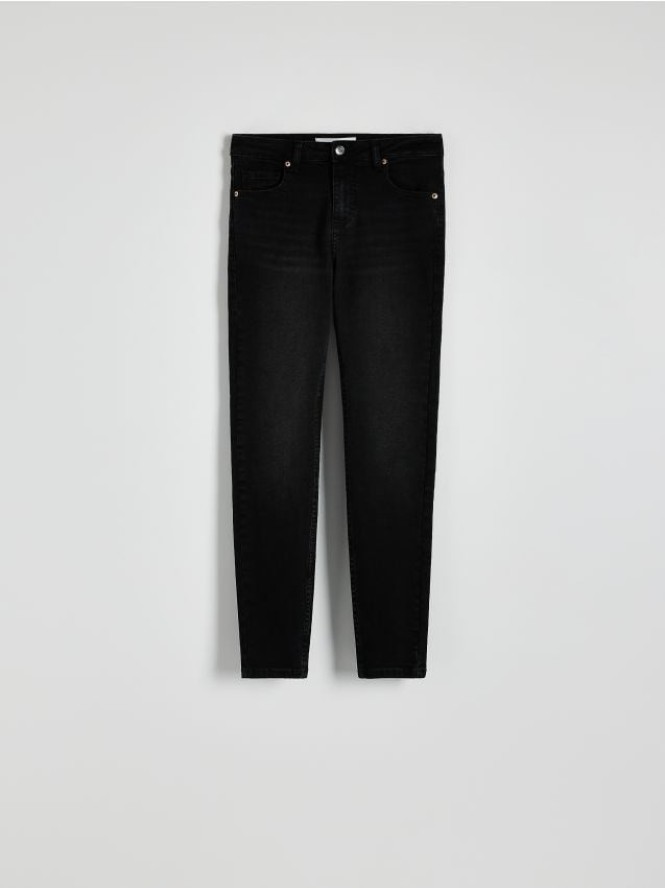 Jeansy slim fit ze średnim stanem - czarny