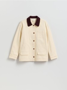 Bawełniana kurtka z kołnierzem - złamana biel