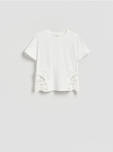 T-shirt z ażurową wstawką - biały