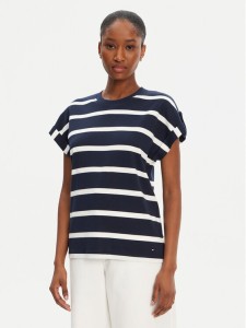 Tommy Hilfiger T-Shirt Gold Button WW0WW45628 Granatowy Regular Fit