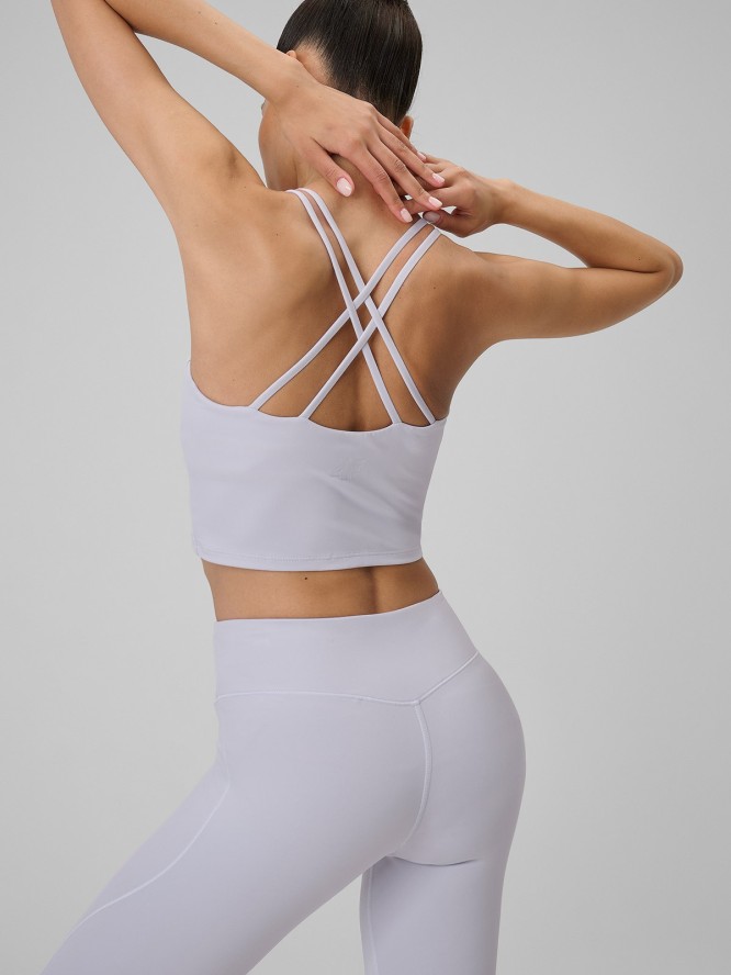 4F Crop-top do jogi szybkoschnący damski - fioletowy M