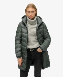 superdry Kurtka pikowana Hooded Fuji Mid - Stormy Weather Blue