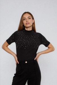 Sweter z krótkimi rękawami czarny