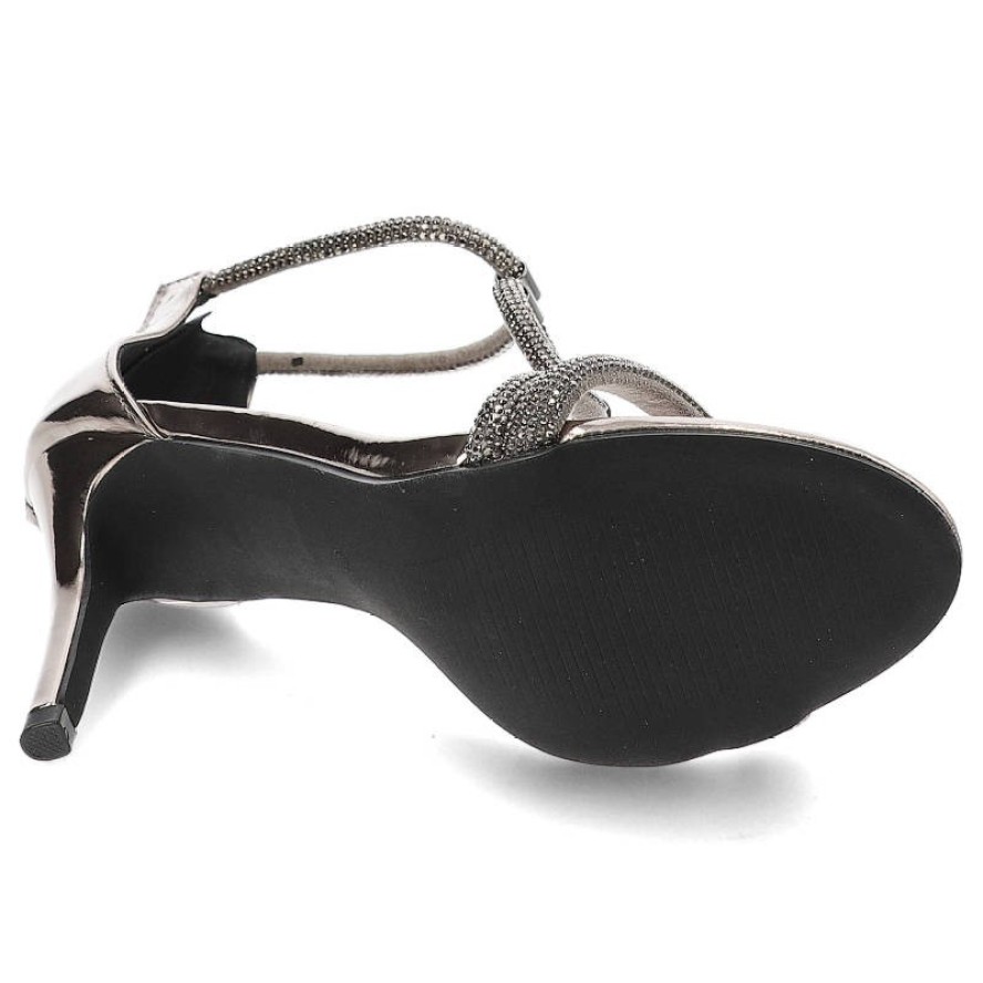 Srebrne Sandały S.Barski Eleganckie Buty Na Obcasie