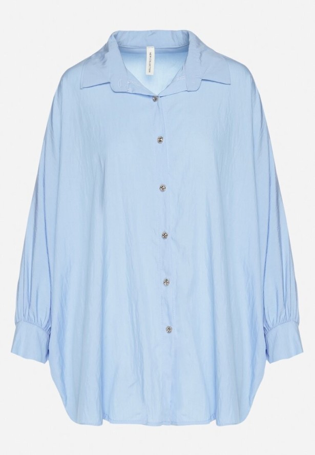 Niebieska Koszula z Wiskozą o Kroju Nietoperza Sonaretia