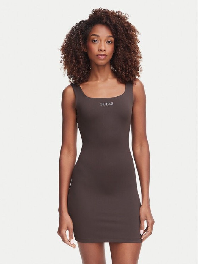 Guess Sukienka letnia V6YK07 K4711 Brązowy ciemny Slim Fit