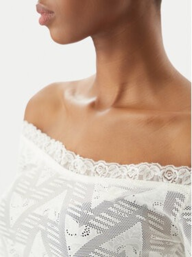 adidas Bluzka Lace Bardot KE3458 Biały Slim Fit