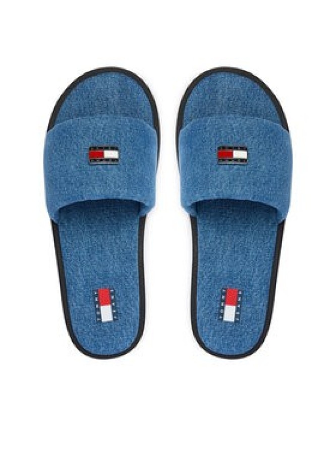 Tommy Jeans Klapki Tjw Padded Denim Casual Slide EN0EN03020 Niebieski