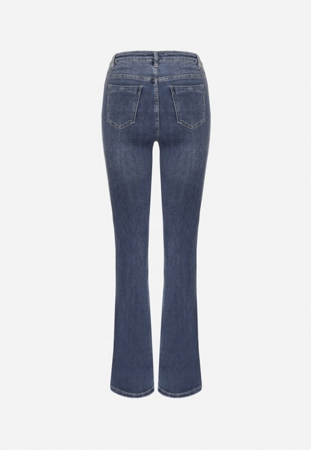 Niebieskie Elastyczne Jeansy o Kroju Dzwonów Zenaia