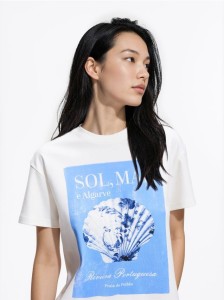 Bawełniany t-shirt z nadrukiem - biały