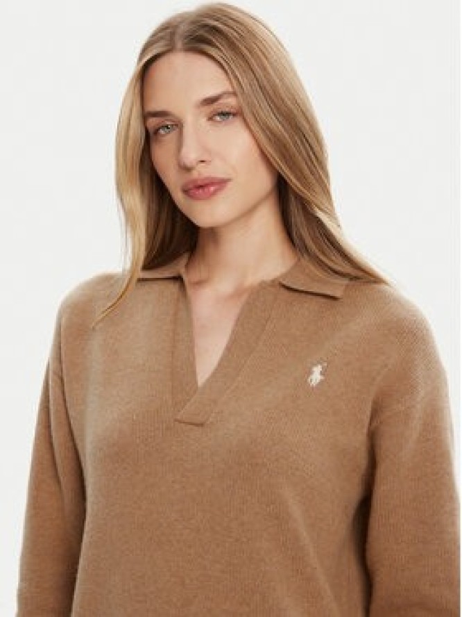 Polo Ralph Lauren Sukienka dzianinowa 211A91143001 Beżowy Slim Fit