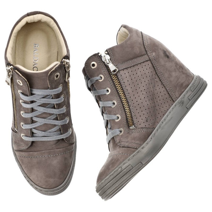 Szare Botki Baldaccini Damskie Buty Na Koturnie