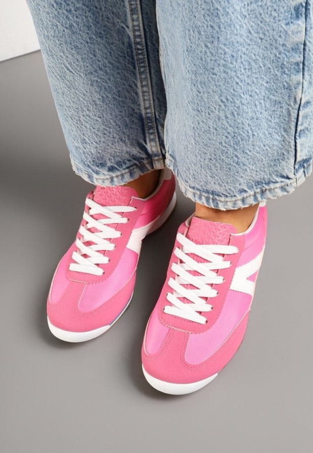 Fuksjowe Sneakersy Ozdobione Geometrycznym Wzorem Teroti