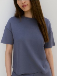 T-shirt regular z modalem - jasnoniebieski