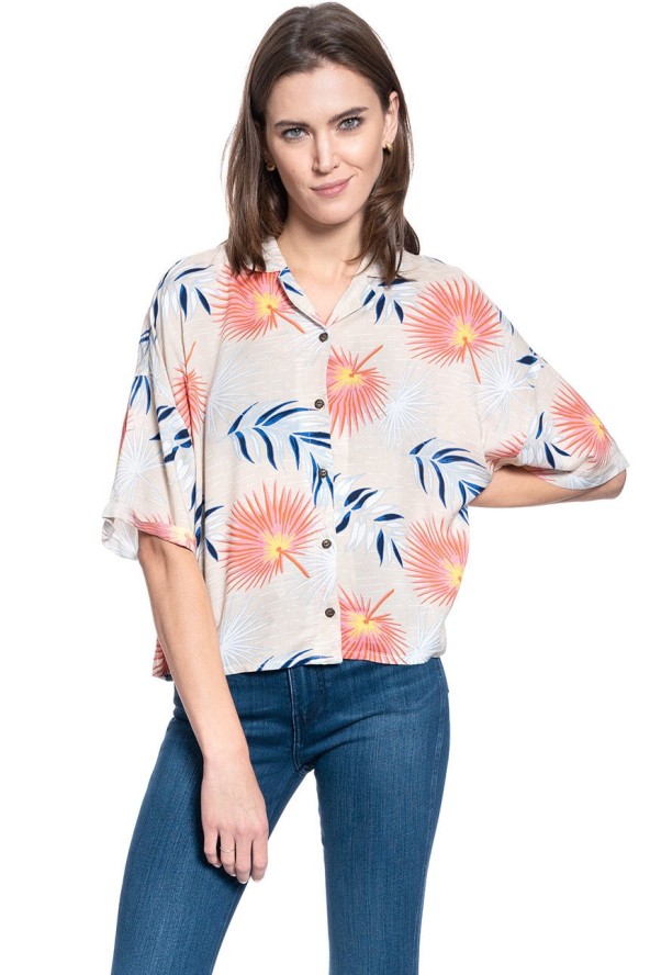 DAMSKA KOSZULA MATERIAŁOWA LEE FLORAL RESORT SHIRT ECRU L46DDWNQ 112110884
