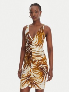 Just Cavalli Sukienka koktajlowa 80PAO9A7 JS560 Beżowy Slim Fit