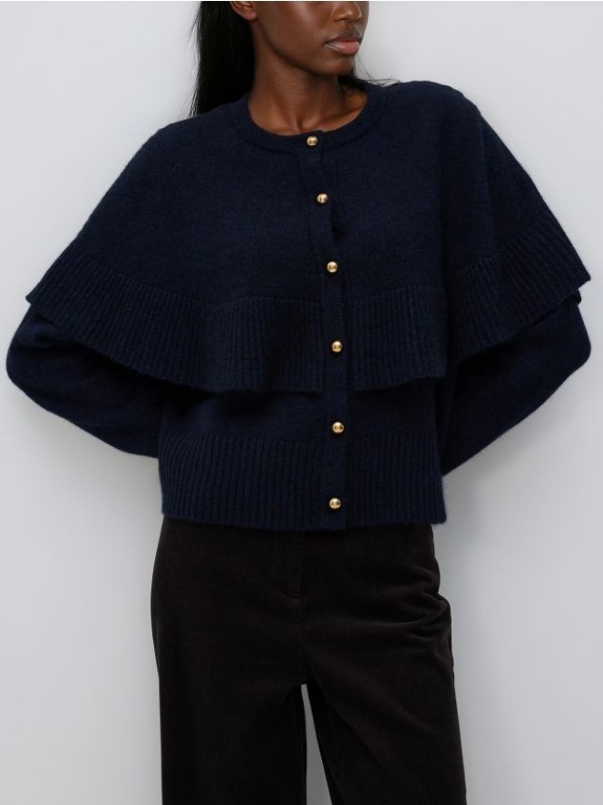 Kardigan z ozdobnymi guzikami - granatowy