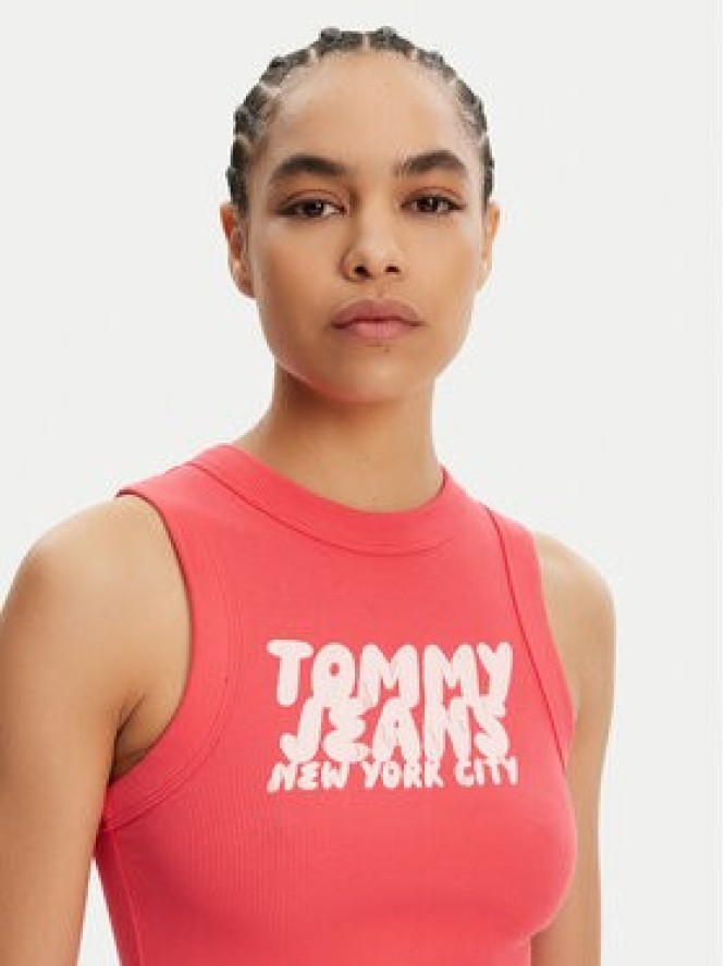 Tommy Jeans Top DW0DW21339 Różowy Slim Fit