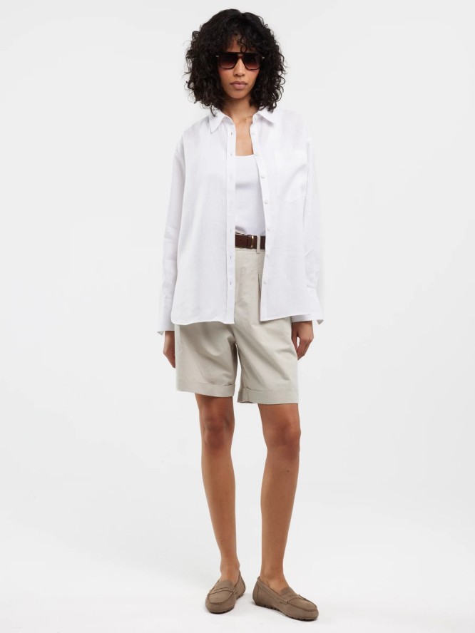 Koszula damska lniana biała Lameni 101