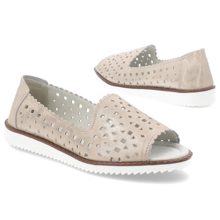 Beżowe Baleriny S.Barski Wsuwane Obuwie Damskie