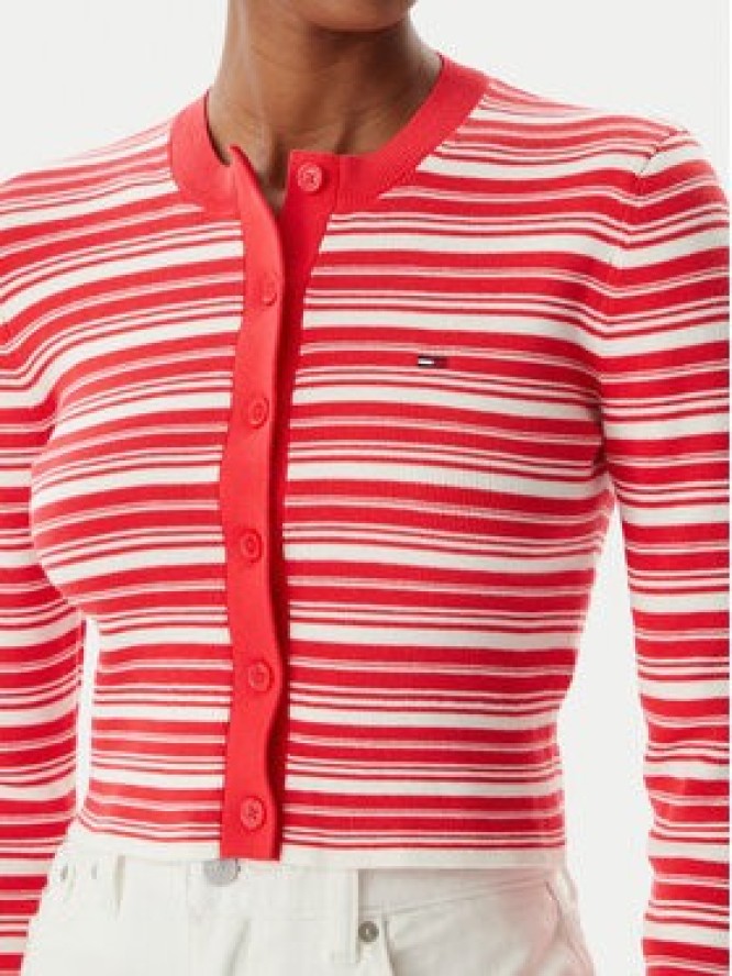 Tommy Jeans Kardigan DW0DW22314 Czerwony jasny Slim Fit