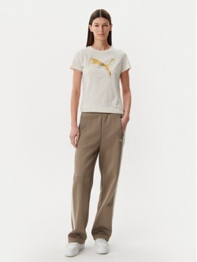 Puma Spodnie dresowe T7 Always On 629797 Brązowy Straight Fit