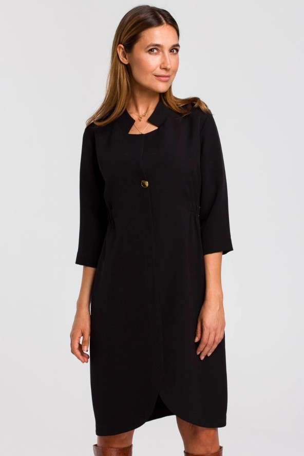 Sukienka marynarka elegancka żakietowa asymetryczna midi czarna