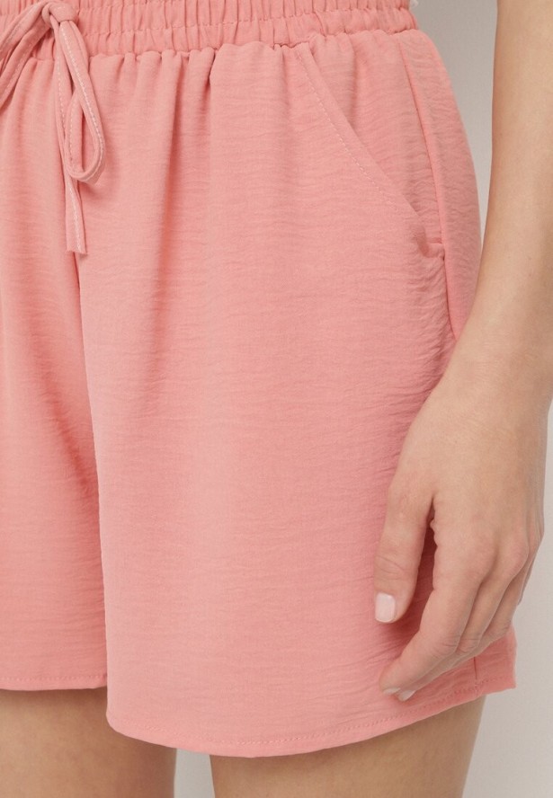 Różowe Szorty z Wysokim Stanem i Wiązaniem Lunadria