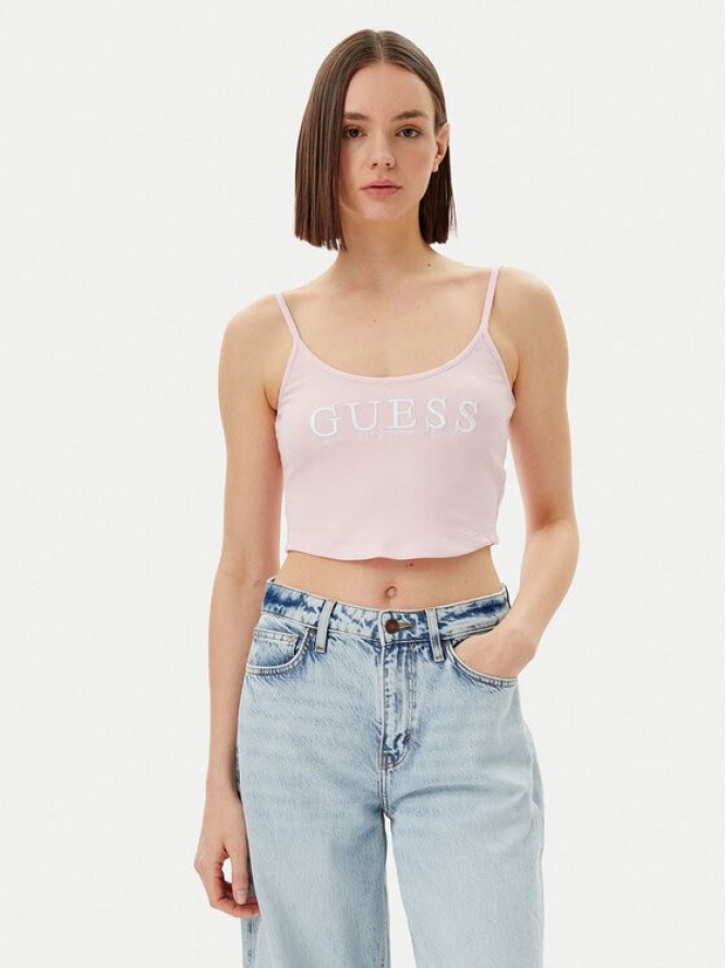 Guess Top V5GP16 K8RT2 Różowy Regular Fit