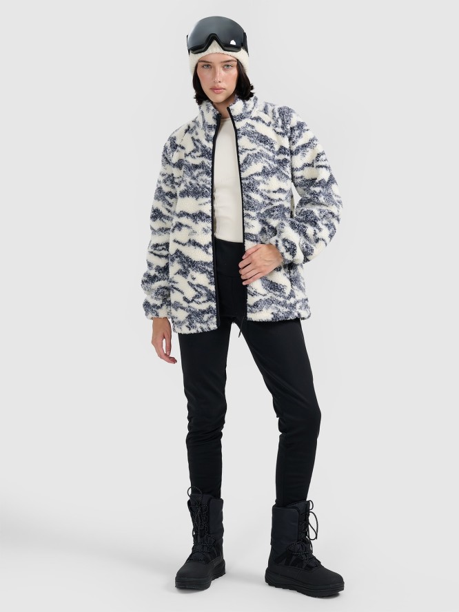 4F Polar sherpa oversize ze stójką uniseks - beżowy L