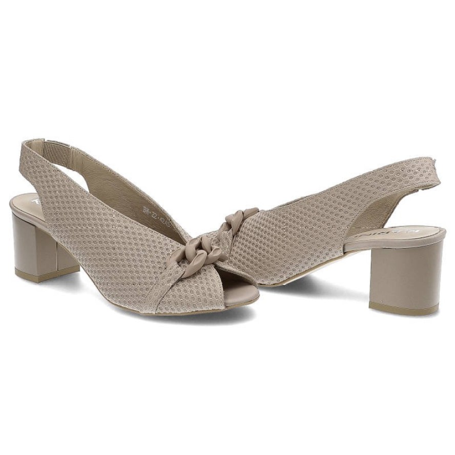 Beżowe Sandały Karino Eleganckie Buty Damskie Na Obcasie