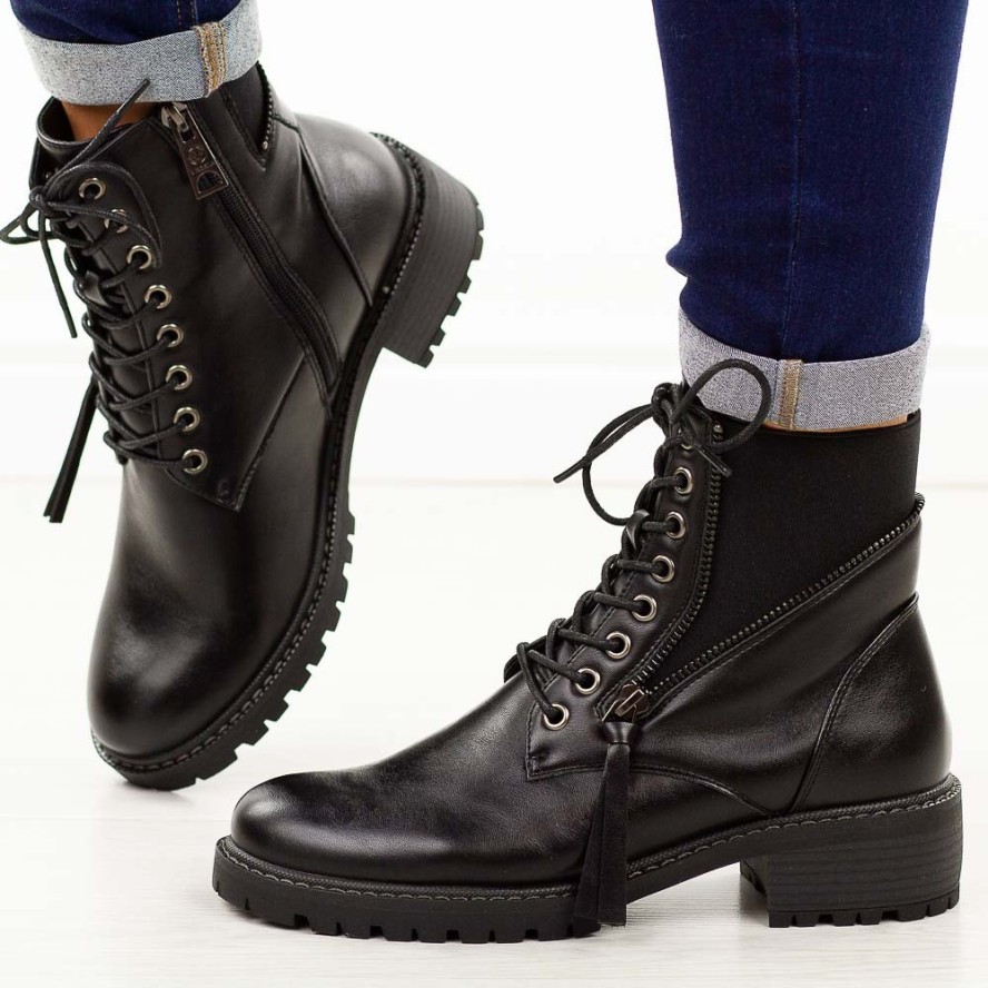 Czarne botki damskie, trapery Vinceza 58559