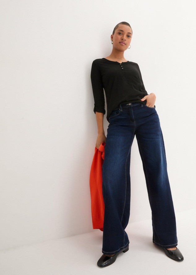 Bluzka z plisą guzikową z czystej bawełny organicznej