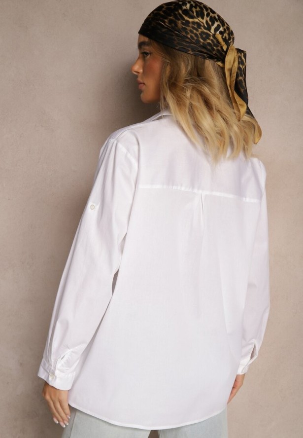 Biała Klasyczna Koszula Oversize z Bawełny Liasora