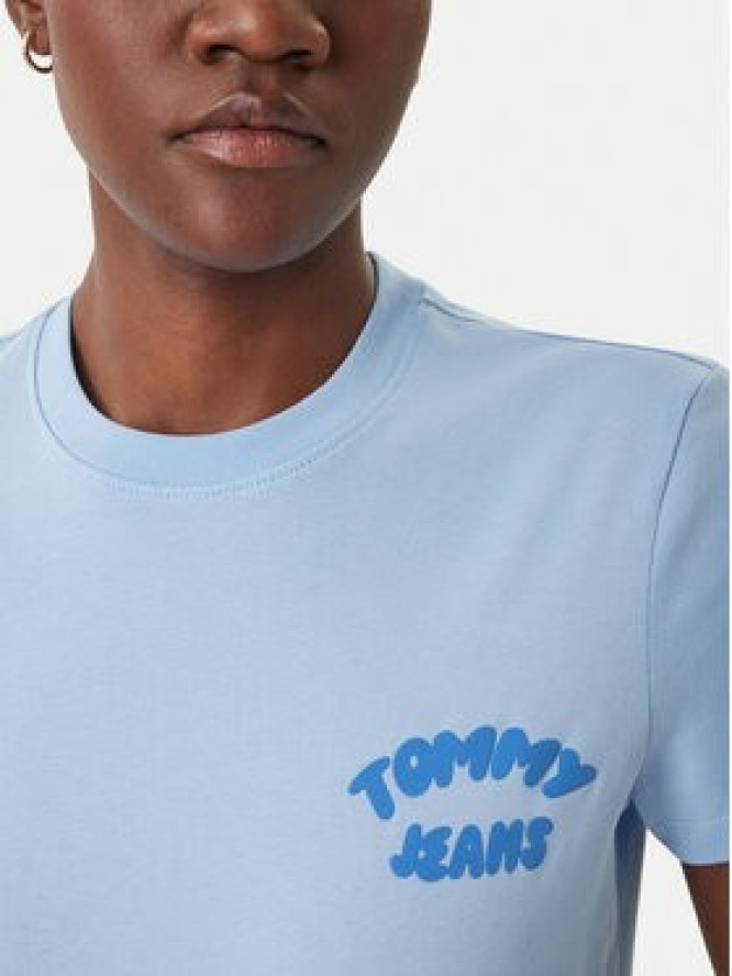 Tommy Jeans T-Shirt Bubble Logo DW0DW22310 Błękitny Regular Fit