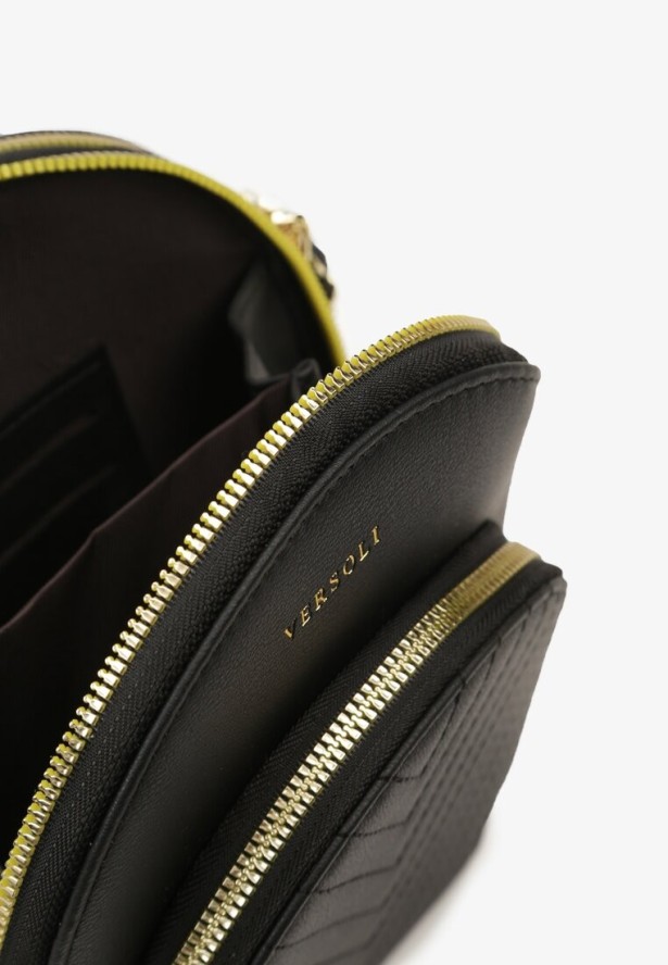 Czarna Mała Torebka Pikowana na Ramię z Trzema Komorami Namella