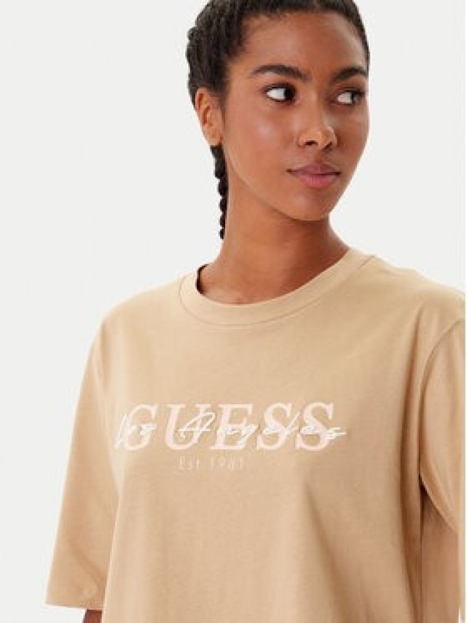 Guess T-Shirt V5YI02 I3Z14 Beżowy Boxy Fit