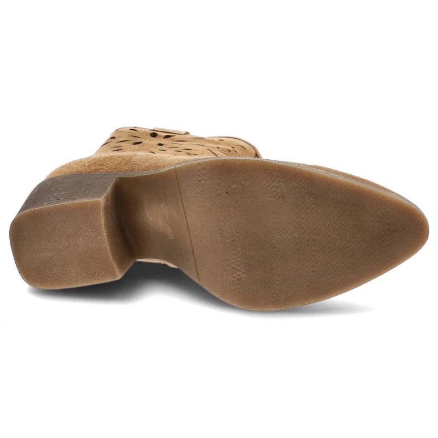 Brązowe Botki S.Barski Modne Skórzane Kowbojki Damskie