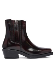 Tommy Jeans Sztyblety Tjw Brushed Leather Cowboy Boots EN0EN03077 Brązowy ciemny