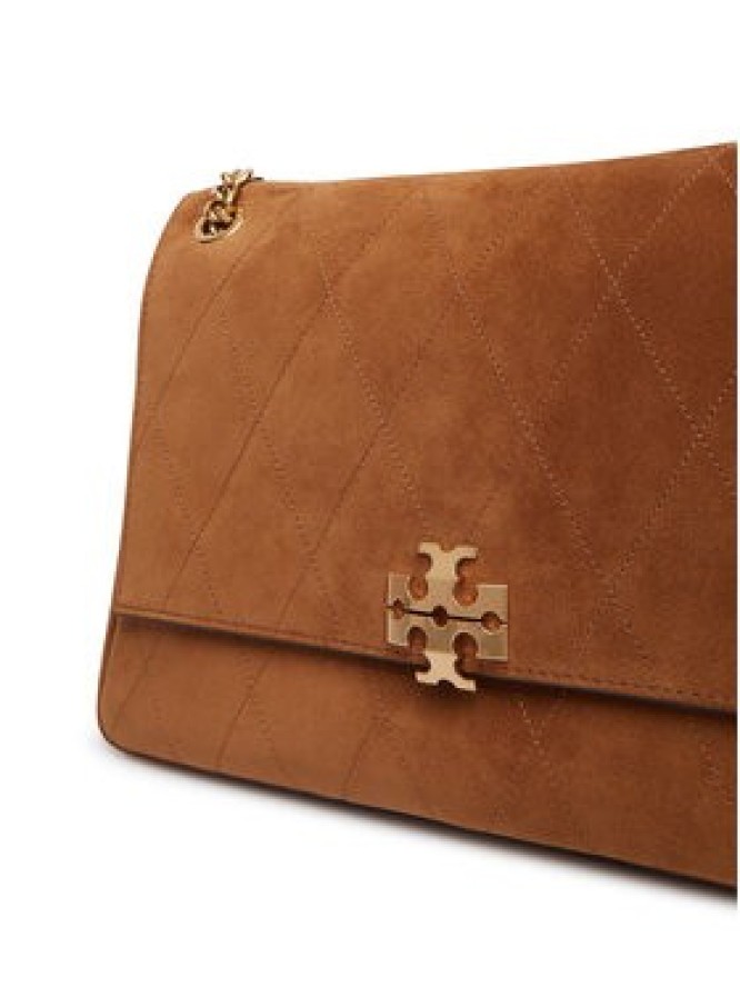 Tory Burch Torebka Charlie Quilted Suede Shoulder Bag 183357 Brązowy
