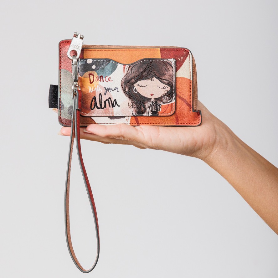 Pomarańczowy Mały Portfel Damski Anekke Z Laleczką