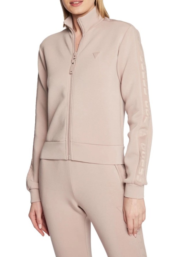 GUESS Różowa bluza damska z lampasami New Allie Scuba, Rozmiar S