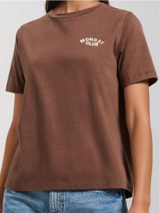 Koszulka z drobnym napisem - brązowy