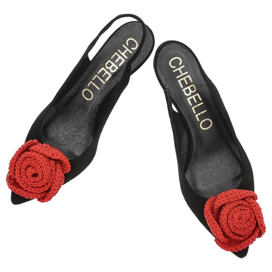 Czarne Sandały Chebello Eleganckie Obuwie Damskie Róża