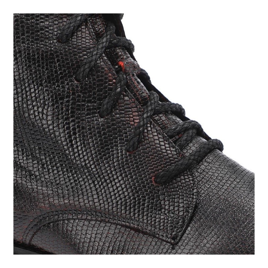 Botki damskie Maciejka, ocieplane ze skóry licowej i na płaskiej podeszwie, bordowe, 02674-23-00-3