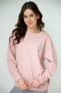 Bluza dresowa damska dłuższa 2skin I love pilates pink