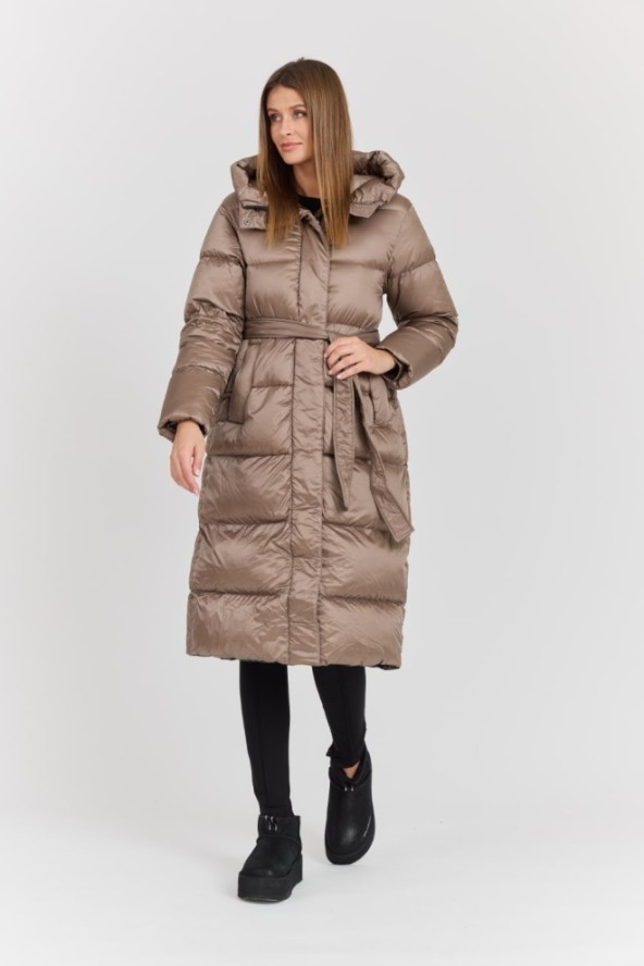 HETREGO Beżowy damski puchowy płaszcz Karen Woman Quilted Coat, Rozmiar 38 EU - 42 IT
