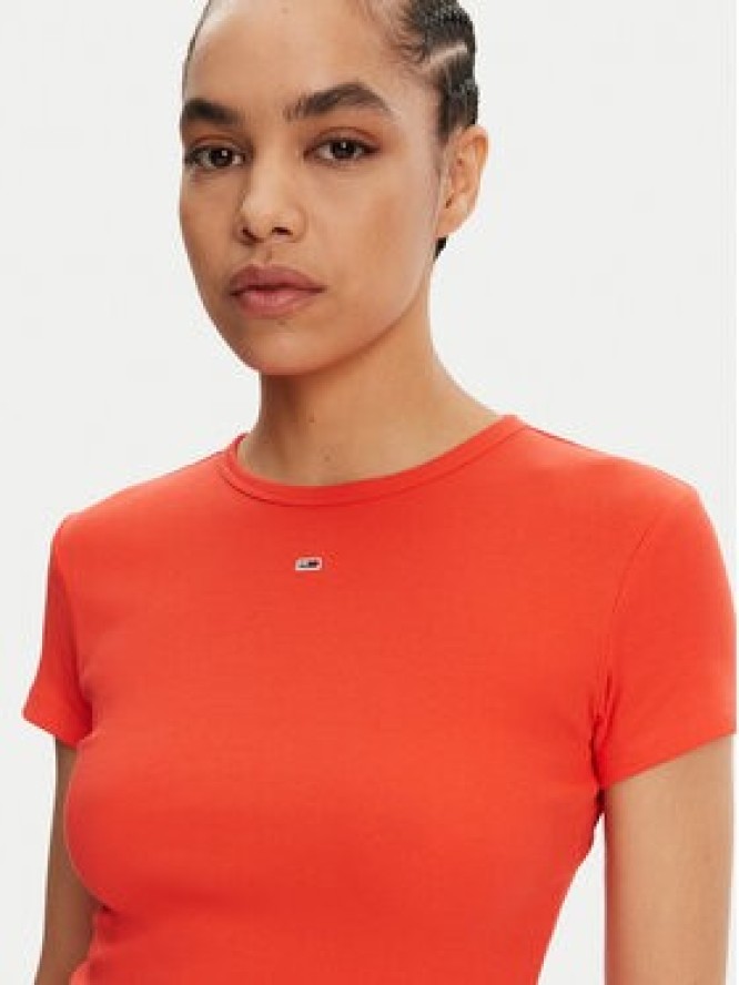 Tommy Jeans T-Shirt Essential DW0DW17383 Pomarańczowy Slim Fit